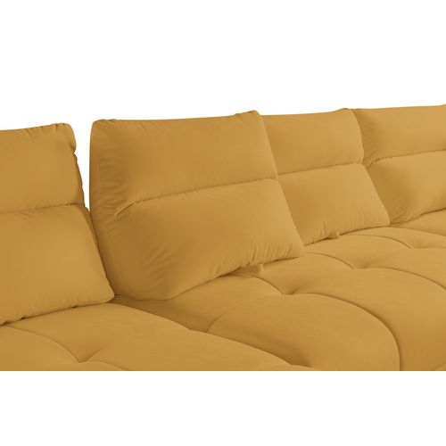 Canapé d'angle panoramique d GIOVANNI tissu bull moutarde