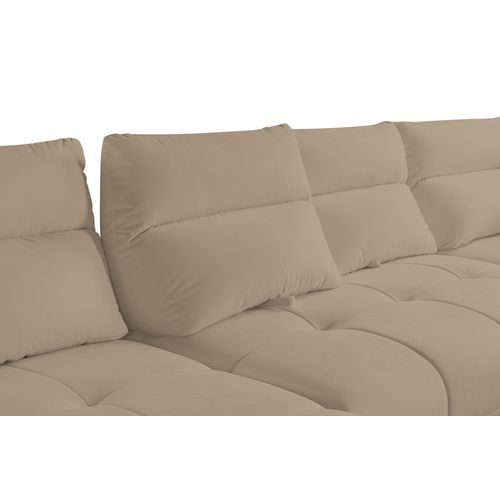 Canapé d'angle panoramique d GIOVANNI tissu bull camel