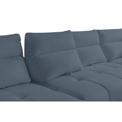 Canapé d'angle panoramique d GIOVANNI tissu bull bleu foncé