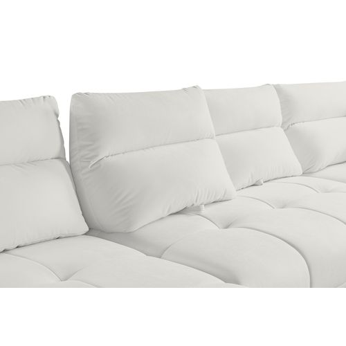 Canapé d'angle panoramique d GIOVANNI tissu bull blanc