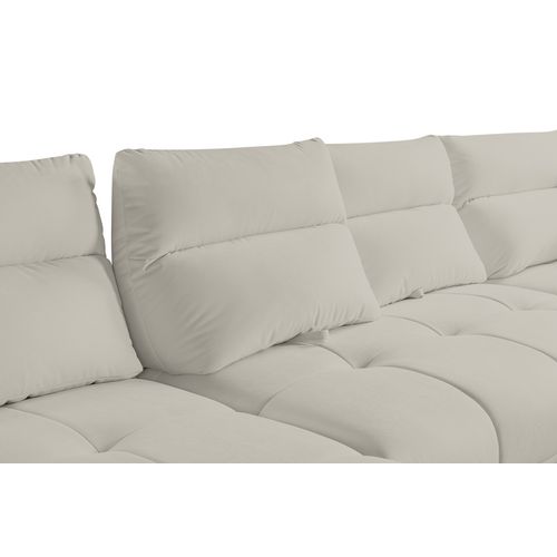 Canapé d'angle panoramique d GIOVANNI tissu bull beige foncé