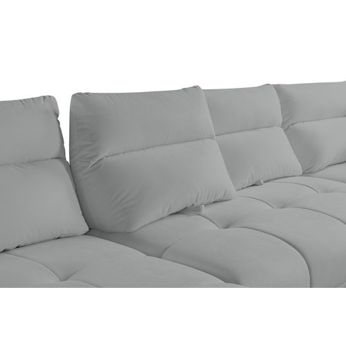 Canapé d'angle panoramique d GIOVANNI tissu bull gris