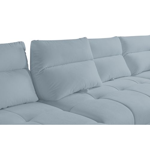 Canapé d'angle panoramique d GIOVANNI tissu bull bleu clair