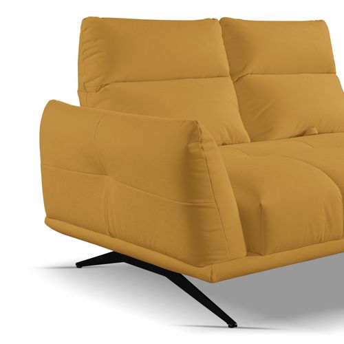 Canapé 2 places fixe GIOVANNI tissu bull moutarde