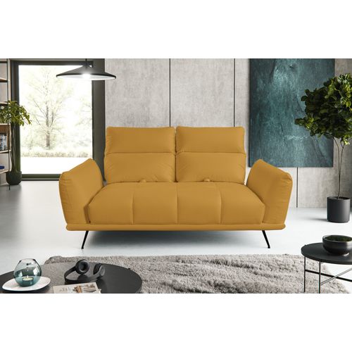 Canapé 2 places fixe GIOVANNI tissu bull moutarde