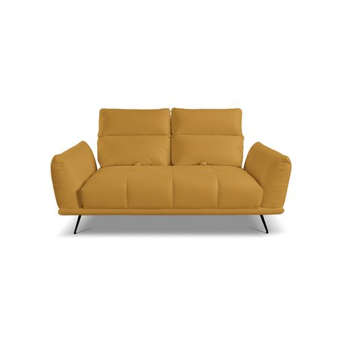 Canapé 2 places fixe GIOVANNI tissu bull moutarde