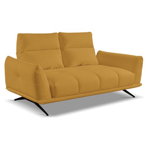 Canapé 2 places fixe GIOVANNI tissu bull moutarde