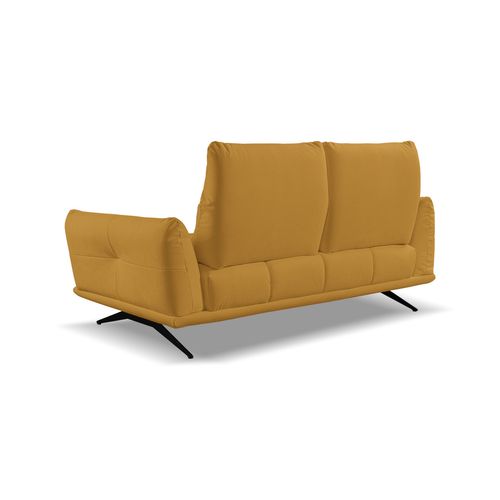 Canapé 2 places fixe GIOVANNI tissu bull moutarde