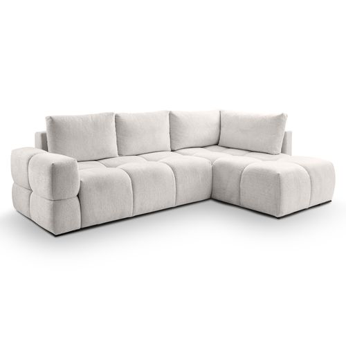 Canapé d'angle convertible FLOCCA tissu blanc cassé