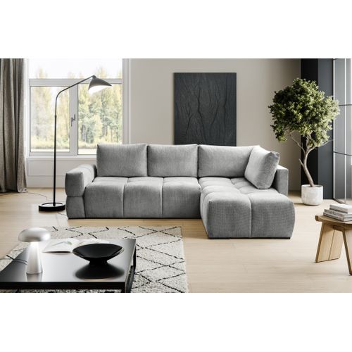Canapé d'angle convertible FLOCCA tissu gris