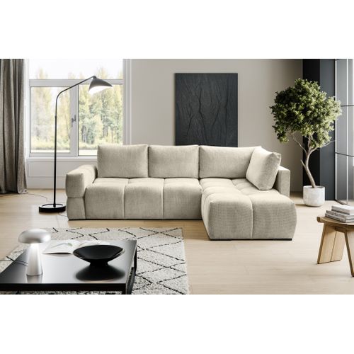 Canapé d'angle convertible FLOCCA tissu gris