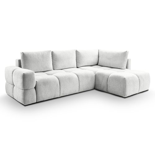 Canapé d'angle convertible FLOCCA tissu blanc chiné