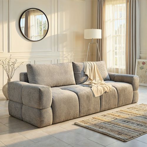 Canapé 3 places convertible FLOCCA tissu gris