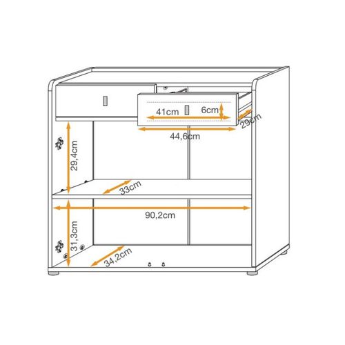 Buffet 2 Portes et 2 Tiroirs "vivero" 94cm Gris et Naturel