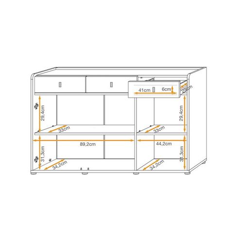 Buffet 3 Tiroirs Design "vivero" 139cm Gris et Naturel