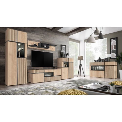 Meuble TV Design LED "cross" 150cm Naturel