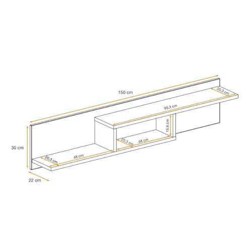Étagère Murale "cross" 150cm Naturel et Noir