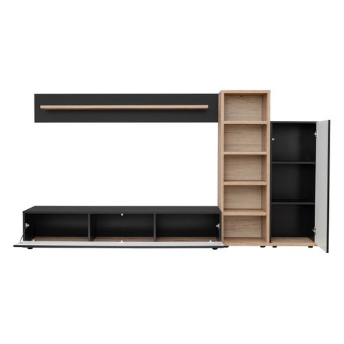 Ensemble Meuble TV Design "skill" 240cm Noir et Naturel
