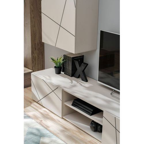 Ensemble Meuble TV 3p "geo" 250cm Beige