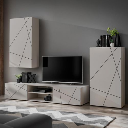 Ensemble Meuble TV 3p "geo" 250cm Beige