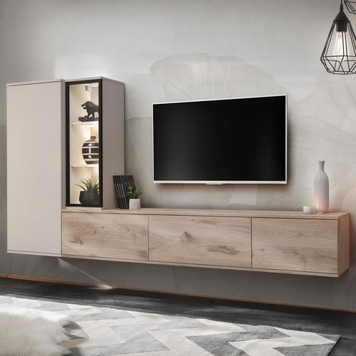 Ensemble Meuble TV Design "clare" 240cm Beige et Naturel