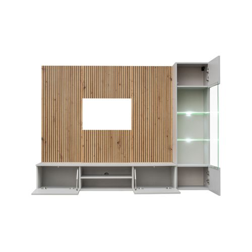 Ensemble Meuble TV Rayure "xari" 200cm Naturel et Gris