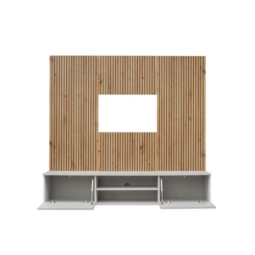 Ensemble Meuble TV Rayure "xari" 160cm Naturel et Gris