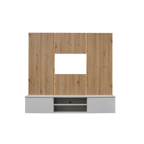 Ensemble Meuble TV Rayure "xari" 160cm Naturel et Gris