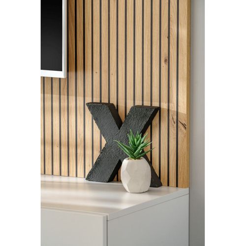 Ensemble Meuble TV Rayure "xari" 160cm Naturel et Gris