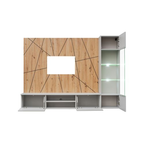 Ensemble Meuble TV Ligne "xari" 200cm Naturel et Gris