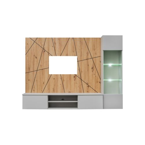 Ensemble Meuble TV Ligne "xari" 200cm Naturel et Gris