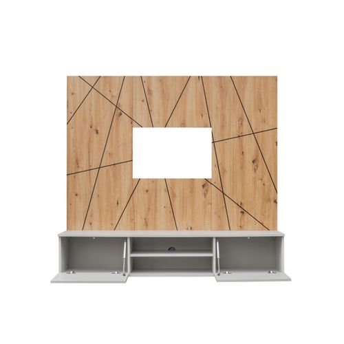 Ensemble Meuble TV Ligne "xari" 160cm Naturel et Gris