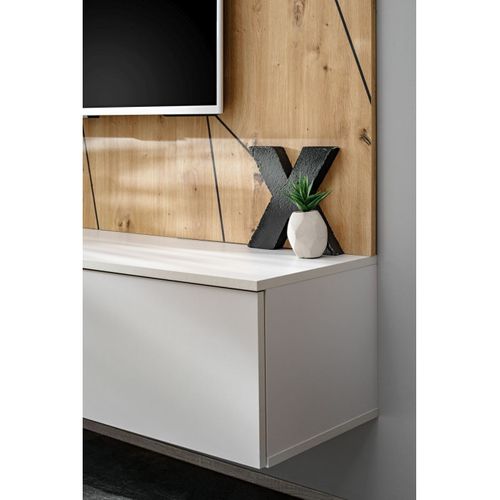 Ensemble Meuble TV Ligne "xari" 160cm Naturel et Gris