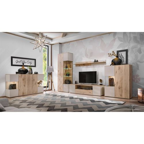 Meuble TV Rainuré "catalina" 160cm Naturel