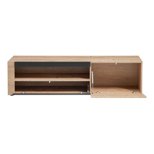 Meuble TV Rainuré "aron" 160cm Naturel et Noir