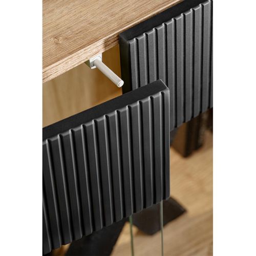 Buffet Rainuré "aron" 160cm Naturel et Noir