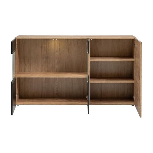 Buffet Rainuré "aron" 160cm Naturel et Noir