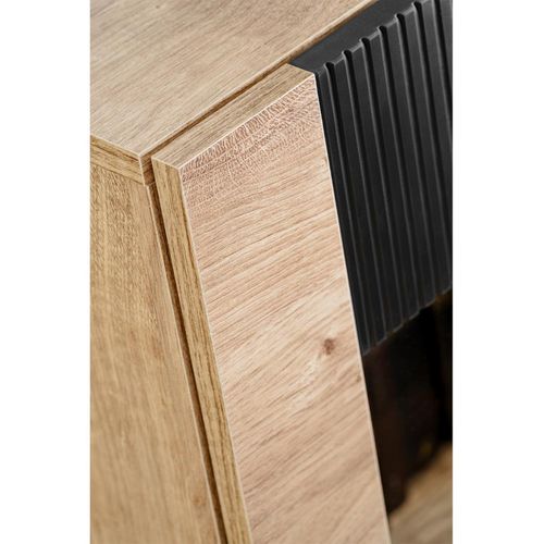 Buffet Rainuré "aron" 160cm Naturel et Noir