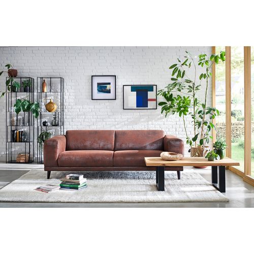 Canapé 3 places OSLO VINTAGE tissu gobi marron