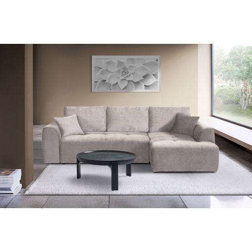 Canapé d'angle méridienne AUBE droit convertible blanc cassé