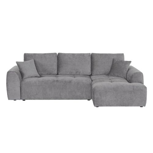 Canapé d'angle méridienne AUBE droit convertible tissu gris