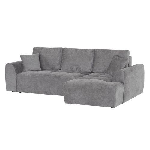 Canapé d'angle méridienne AUBE droit convertible tissu gris