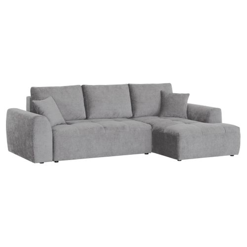 Canapé d'angle méridienne AUBE droit convertible tissu gris