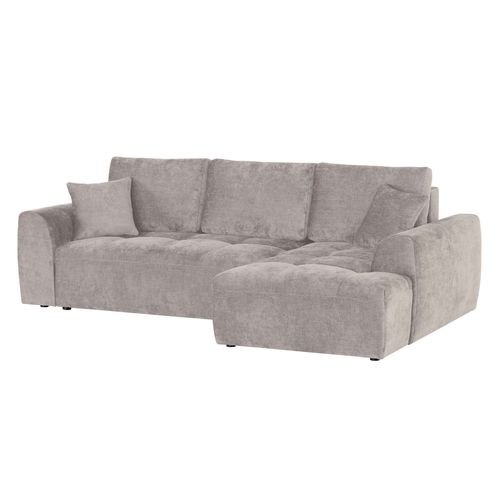 Canapé d'angle méridienne AUBE droit convertible tissu beige