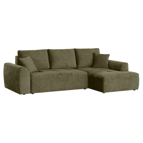 Canapé d'angle méridienne AUBE droit convertible tissu vert