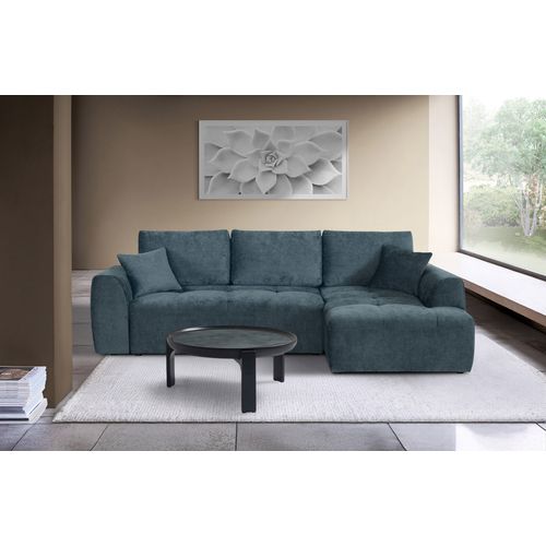 Canapé d'angle meridienne AUBE droit convertible bleu clair