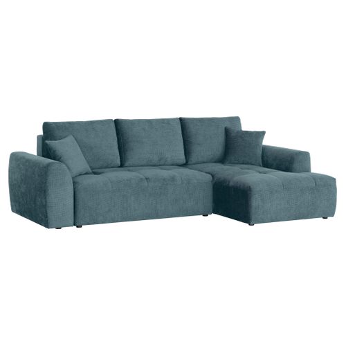 Canapé d'angle meridienne AUBE droit convertible bleu clair