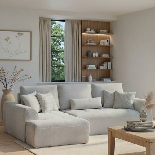 Canapé d'angle méridienne AUBE gauche convertible gris clair