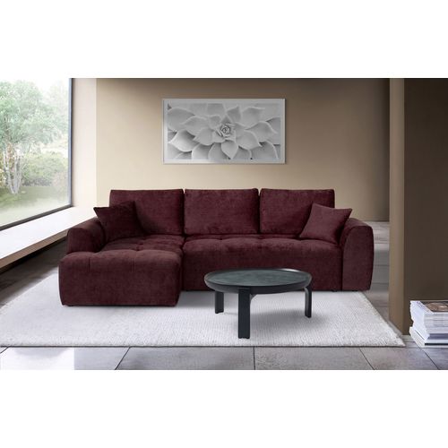 Canapé d'angle méridienne AUBE gauche convertible bordeaux