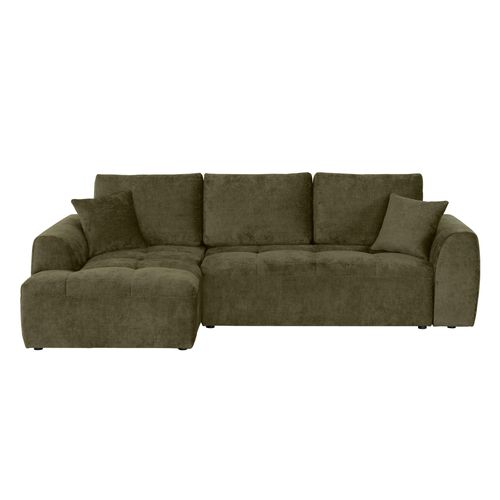 Canapé d'angle méridienne AUBE gauche convertible tissu vert